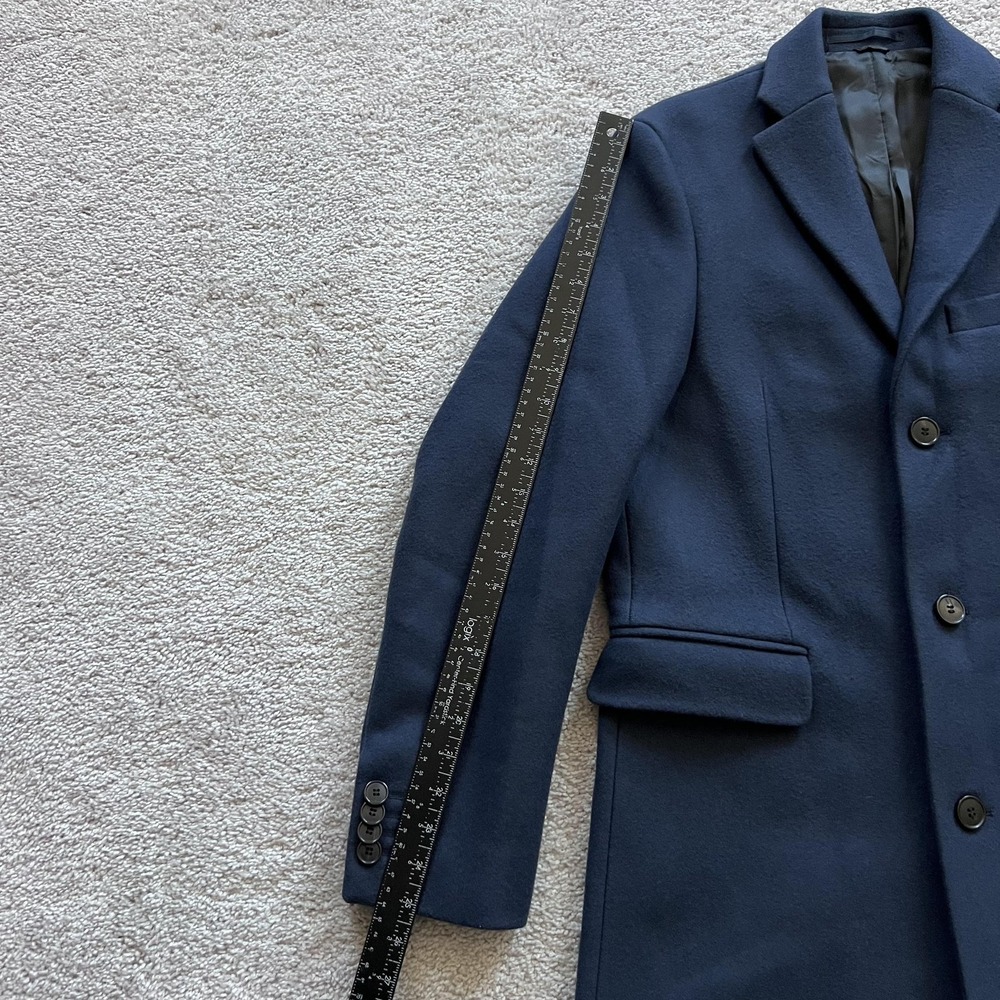 Acne Studios Garret Wool Overcoat Mens 46 Navy Blue Single Breasted Lined - Picture 14 of 15